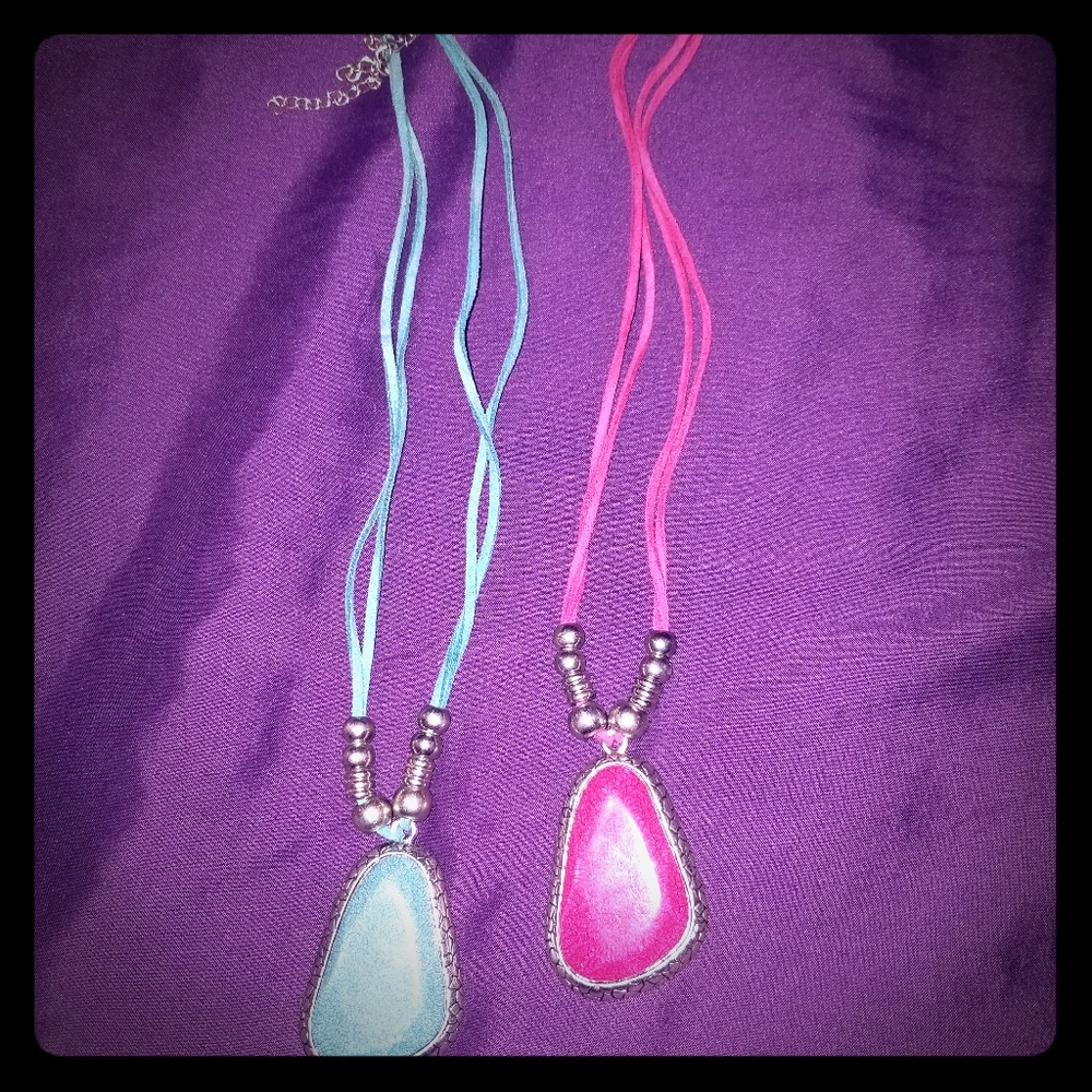 Teal and Pink Statement Necklace bundle